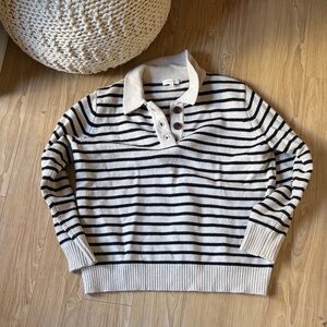 DEMYLEE Striped Black and Cream Sweater